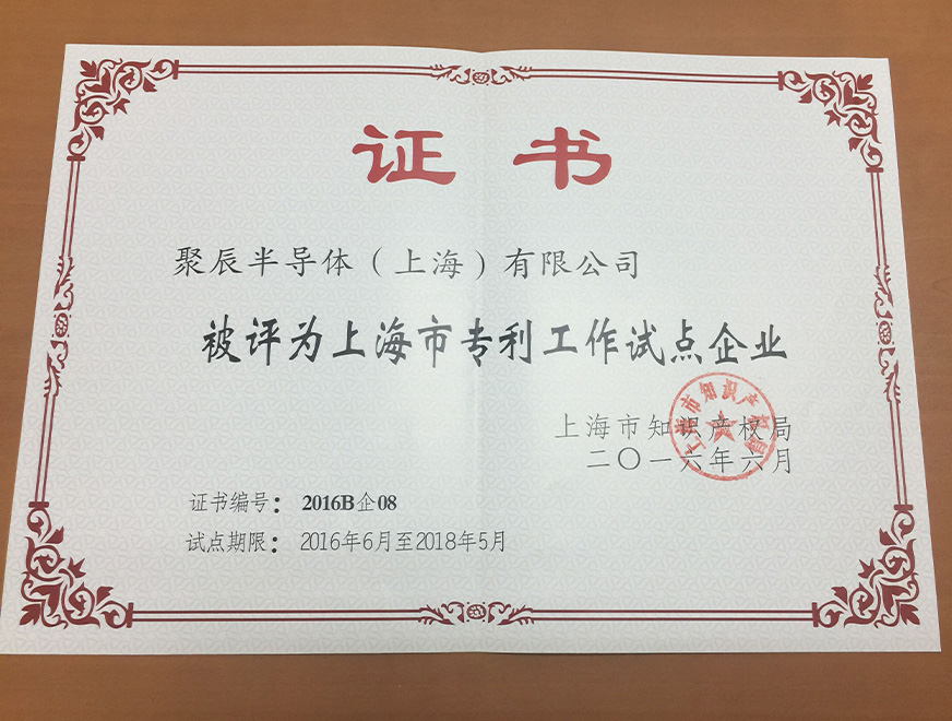  2016年OETY歐億體育獲得上海市專利事情試點(diǎn)企業(yè)